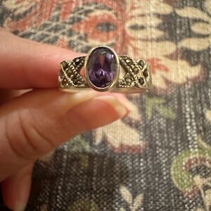 Elegant Purple Gemstone Silver Ring